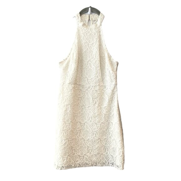 Abercrombie & Fitch Mini Halter Lace Dress Sorority Ivory Crochet Cutout A Line - Picture 1 of 7